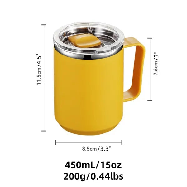 Vacuum Insulated 15oz Outdoor Travel Camping Mug with Lid