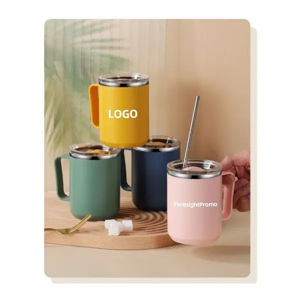 Vacuum Insulated 15oz Outdoor Travel Camping Mug with Lid