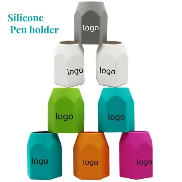 Silicone pen holder simple color geometric desktop storage