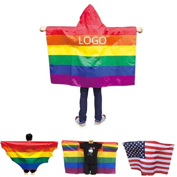 Wearable Hooded Shawl Flag for Parades and Outdoor Events