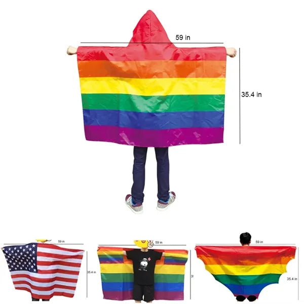 Wearable Hooded Shawl Flag for Parades and Outdoor Events