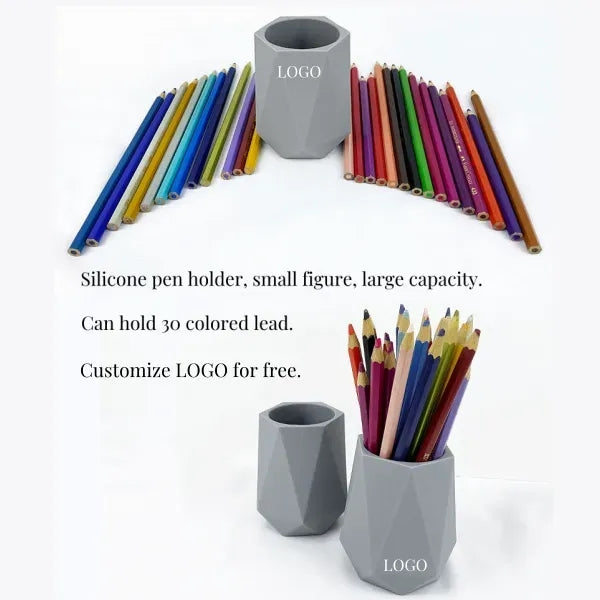 Silicone pen holder simple geometric white desktop storage