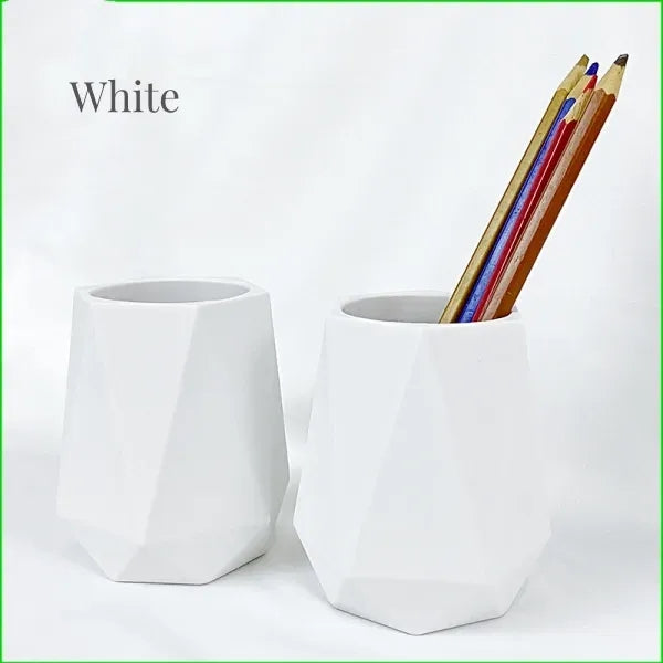 Silicone pen holder simple geometric white desktop storage