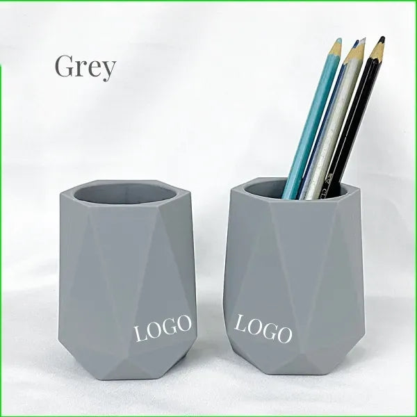 Silicone pen holder simple geometric white desktop storage