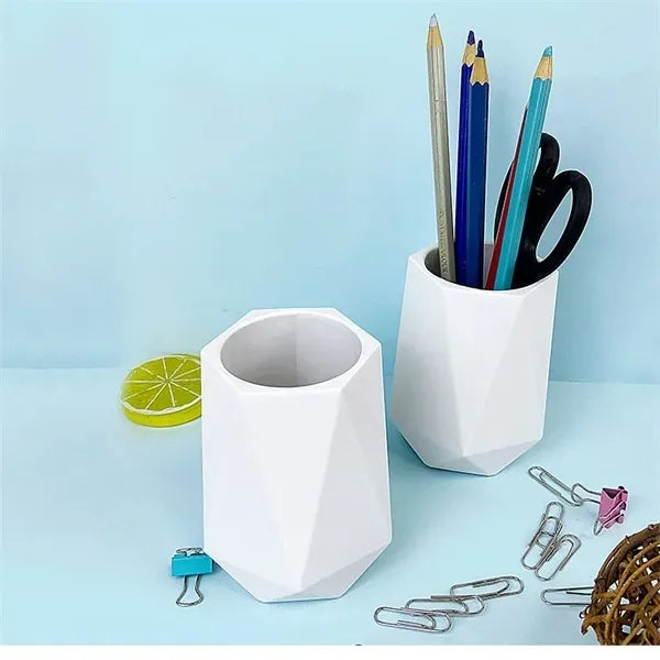 Silicone pen holder simple geometric white desktop storage