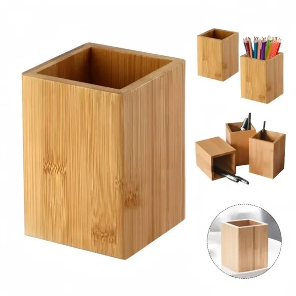 Desk Bamboo Wood Pen Holder Stand