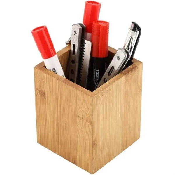 Desk Bamboo Wood Pen Holder Stand