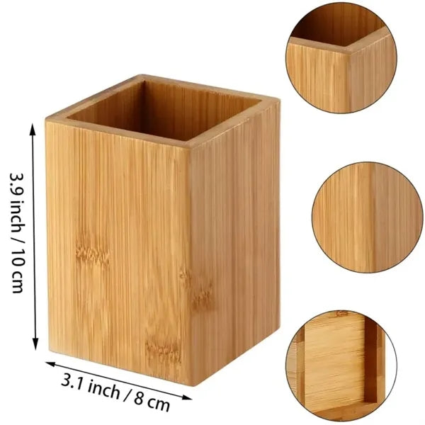 Desk Bamboo Wood Pen Holder Stand