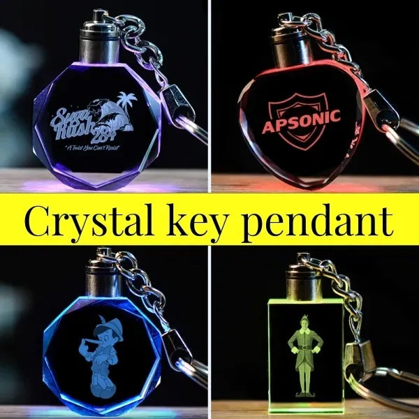 Beautiful luminous crystal commemorative pendant,key chain