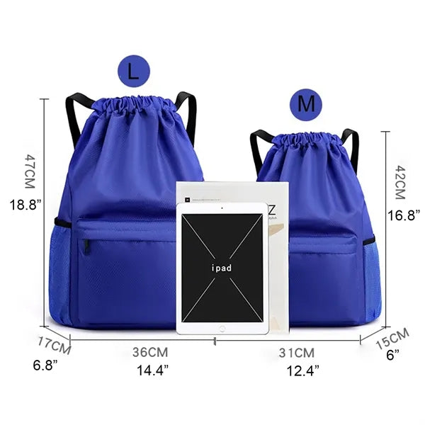 Waterproof Drawstring Bag Gym Sports Backpack with Pocket
