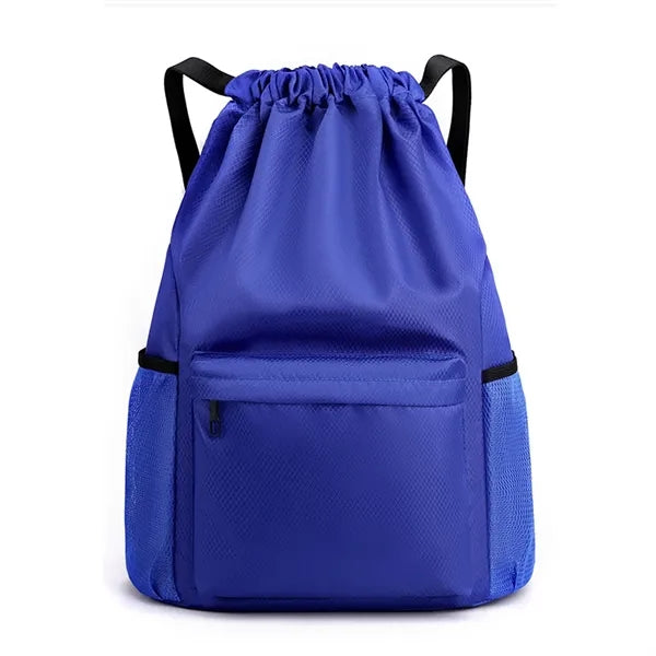 Waterproof Drawstring Bag Gym Sports Backpack with Pocket