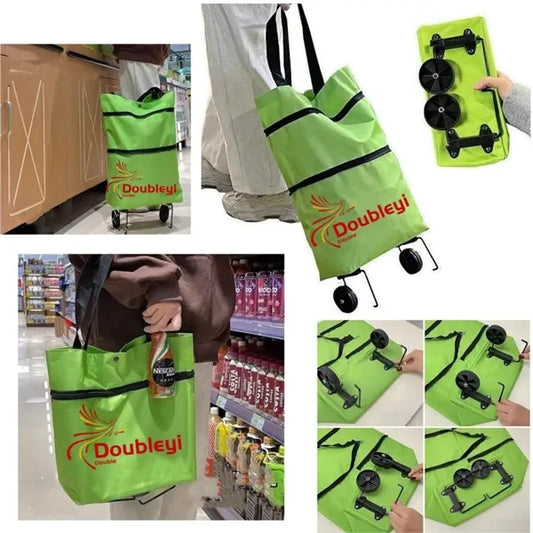 Multifunctional folding shopping cart shoulder tote bag