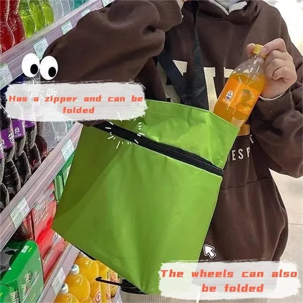 Multifunctional folding shopping cart shoulder tote bag