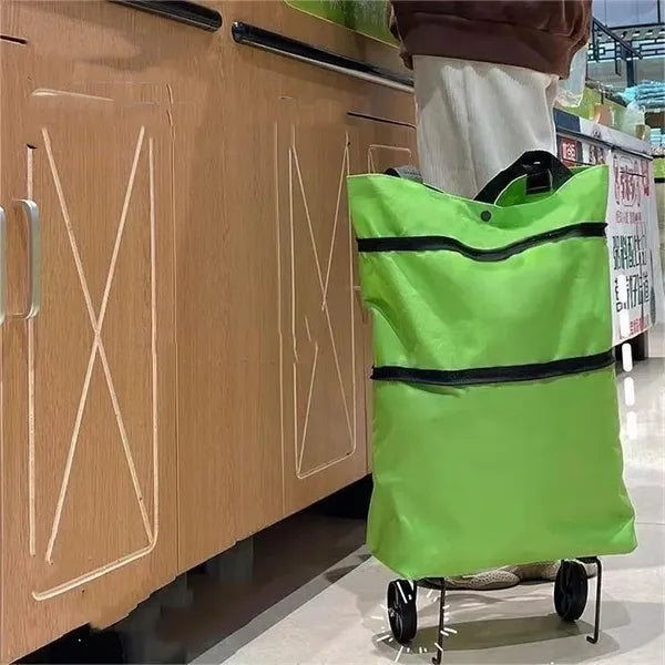 Multifunctional folding shopping cart shoulder tote bag