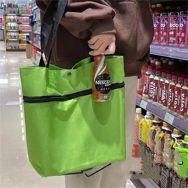 Multifunctional folding shopping cart shoulder tote bag