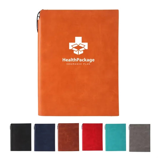 A5 Soft PU Cover Journal Notebook W/ Pen, Debossed Custom
