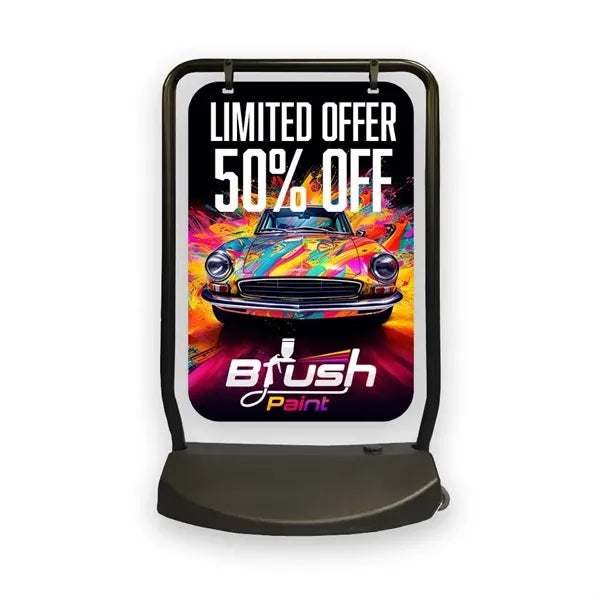 Swing sign frame with single sided imprint