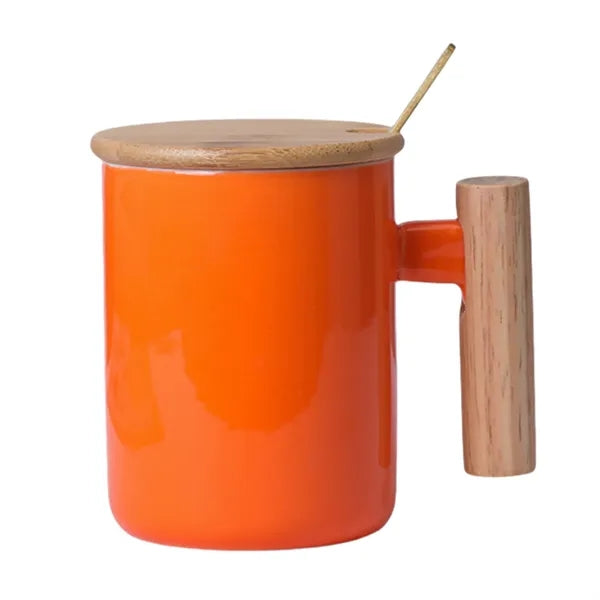 Ceramic Coffee Mug with Lid and Scoop