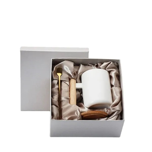Ceramic Coffee Mug with Lid and Scoop