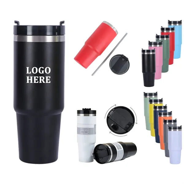 30 OZ Stainless Steel Water Bottle With Straw And Lid