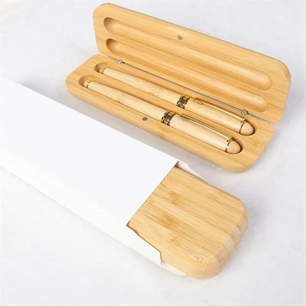 Eco-Friendly Bamboo Wood Pen & Case Executive Gift Set