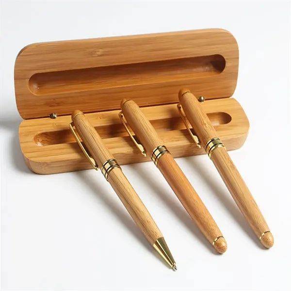 Eco-Friendly Bamboo Wood Pen & Case Executive Gift Set