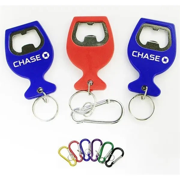 Wine cup shape bottle opener with split key ring