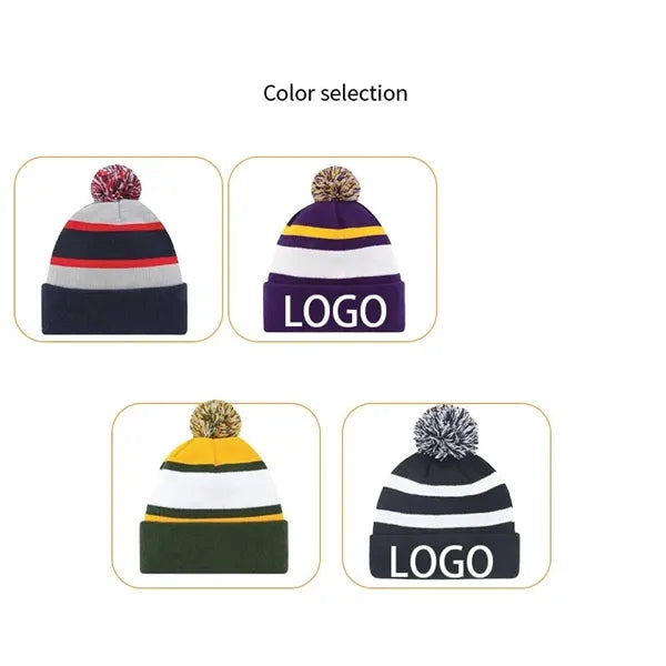 Winter Unisex Slouchy Snow Knit Pompom Beanie Hat