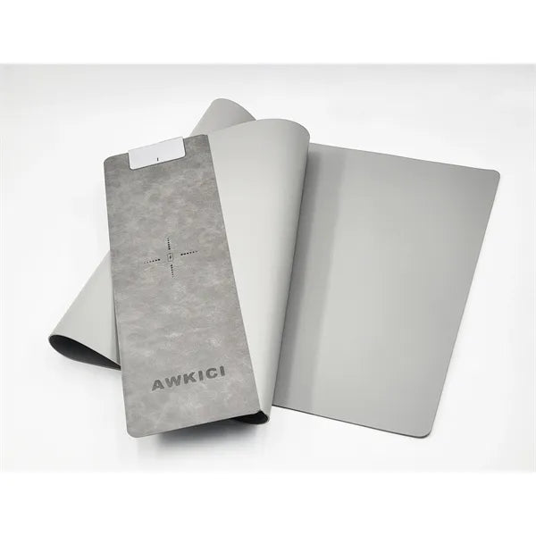 Wireless Charging Mouse Pad Leather Office Gaming Desk Mat
