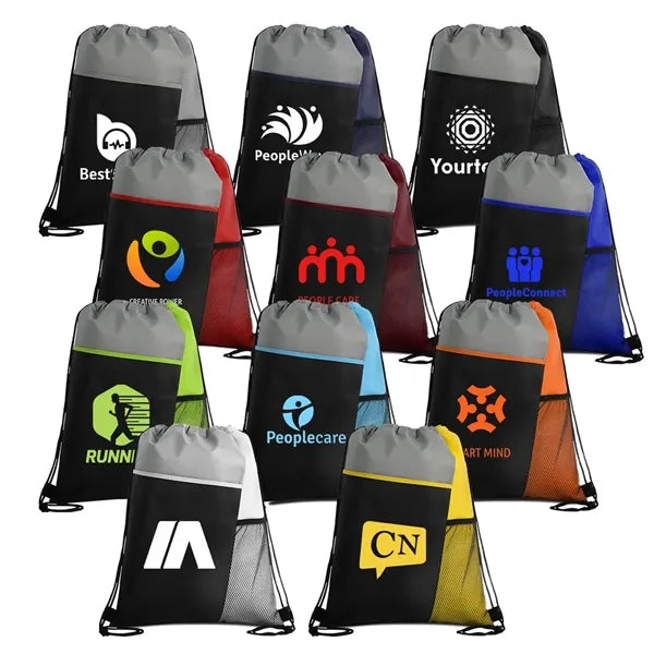 Drawstring Backpack With Mesh Pocket