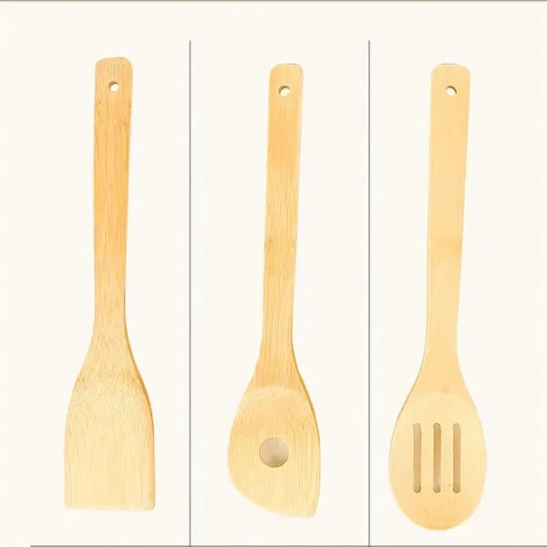 Eight-piece set of bamboo kitchen utensils