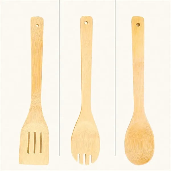 Eight-piece set of bamboo kitchen utensils