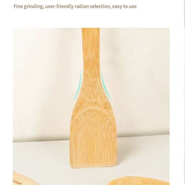 Eight-piece set of bamboo kitchen utensils