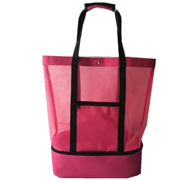 Mesh Beach Tote Bag with Insulated Picnic Cooler