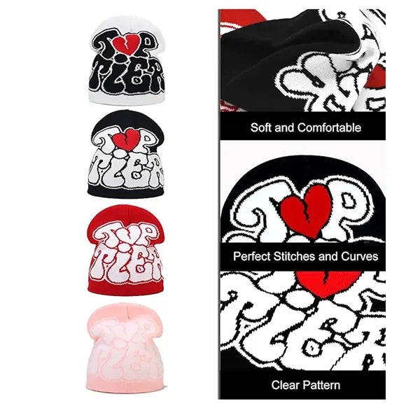 Letter Graphic Y2k Beanie Knit Hat Warm Winter Cap