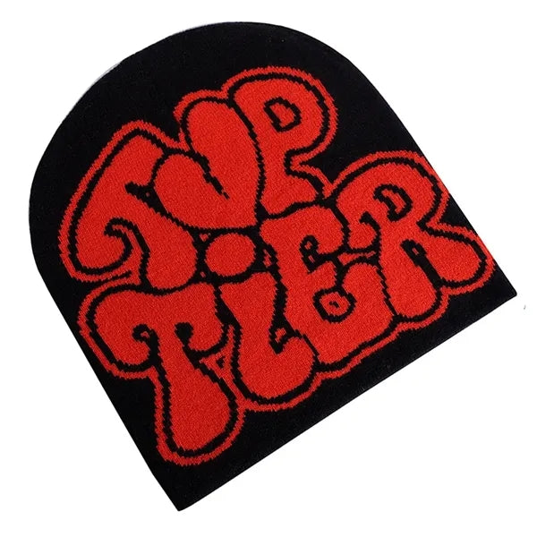 Letter Graphic Y2k Beanie Knit Hat Warm Winter Cap