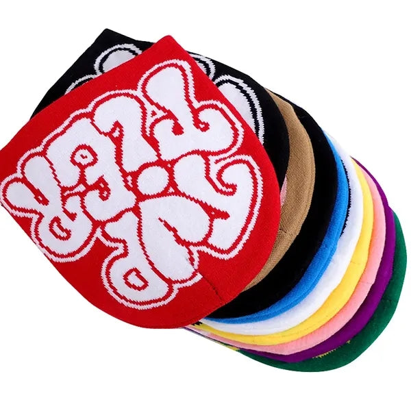 Letter Graphic Y2k Beanie Knit Hat Warm Winter Cap