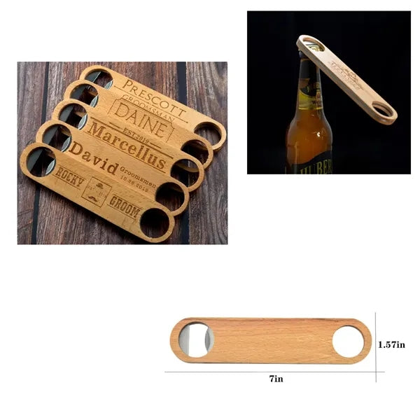 Wooden handle bottle opener