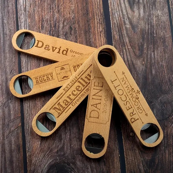 Wooden handle bottle opener