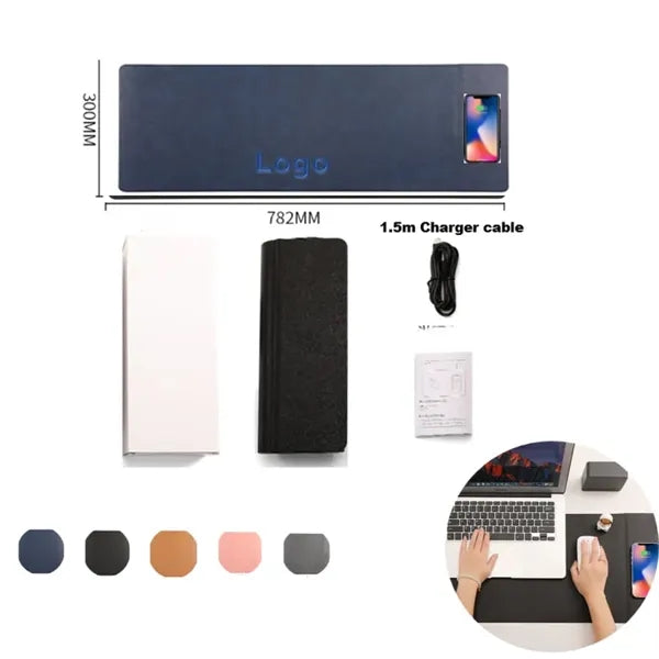 Contemporary Desk Mat W/QI Wireless Charging