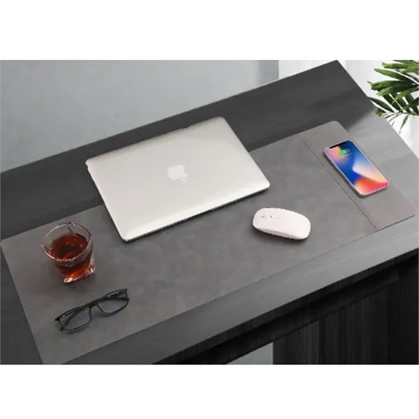 Contemporary Desk Mat W/QI Wireless Charging