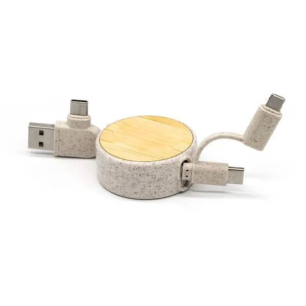 Retractable Bamboo Charging Cable