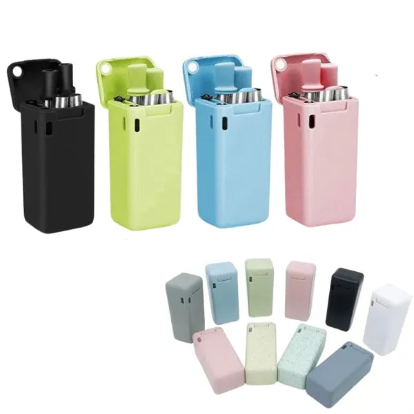 Folding silicone straw stainless steel ABS portable travel