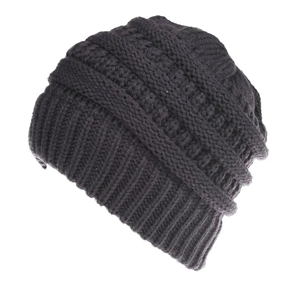 Acrylic Knitted Ponytail Beanie Cap Hat