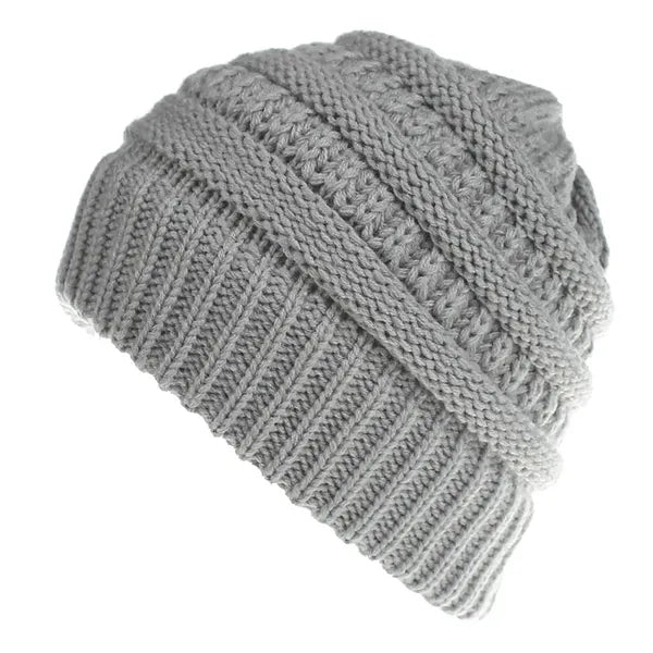 Acrylic Knitted Ponytail Beanie Cap Hat