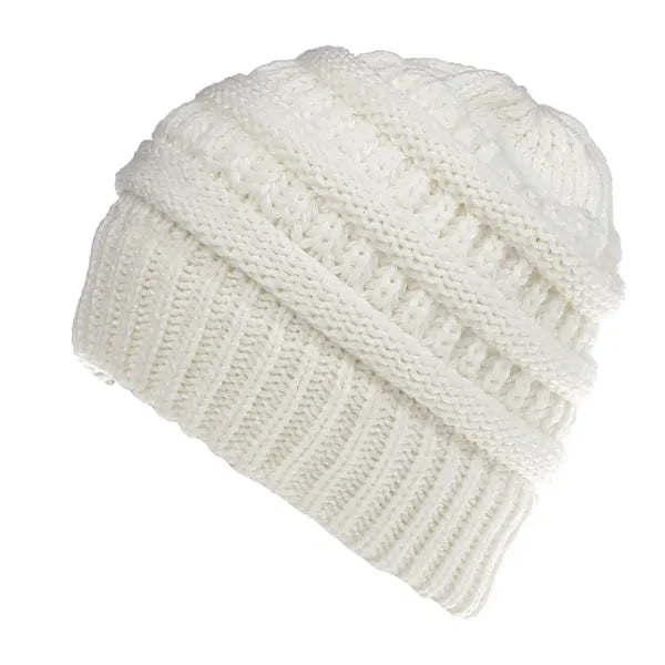 Acrylic Knitted Ponytail Beanie Cap Hat