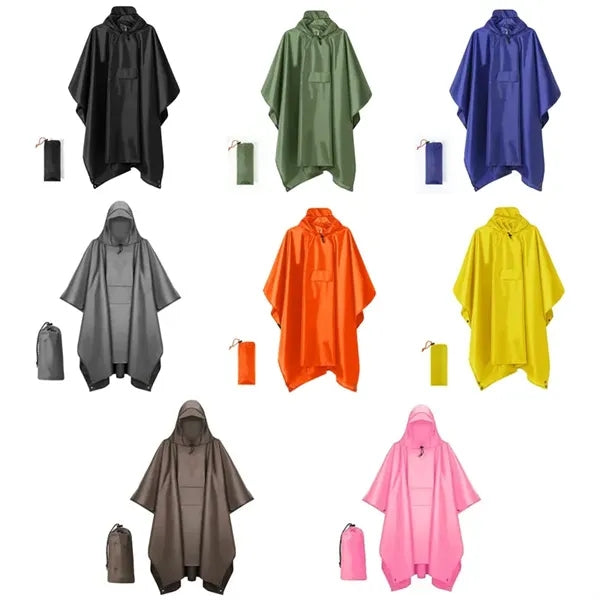 Hooded Rain Poncho with Pocket