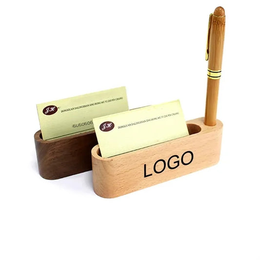 Wooden Business Card Case with Pen Hole Brackets
