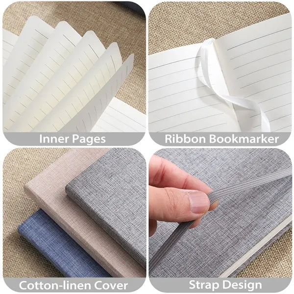 A5 Linen Hardcover Notebooks & Journal 8-1/5" x 5-7/10"