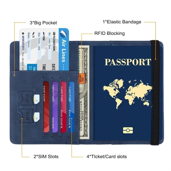 RFID Passport Holder & Travel Wallet With Elastic Band